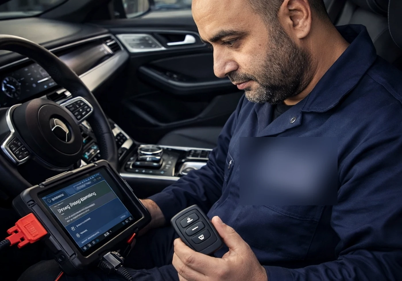 Chaveiro realizando programação de chave automotiva